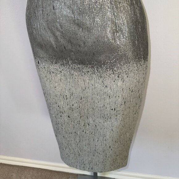 Victoria Beckham Silver Dress Sparkle Ombre Tweed Strapless Size 6 Zipper Wool - Picture 8 of 9